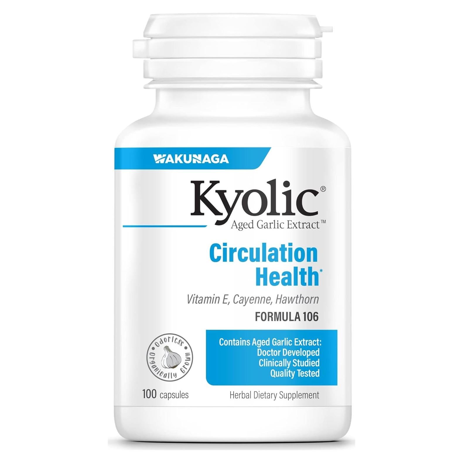 Extracto de Ajo Envejecido Kyolic 106, 100 Cápsulas Salud Cardiovascular