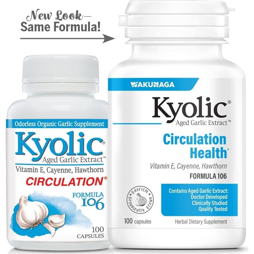 Extracto de Ajo Envejecido Kyolic 106, 100 Cápsulas Salud Cardiovascular