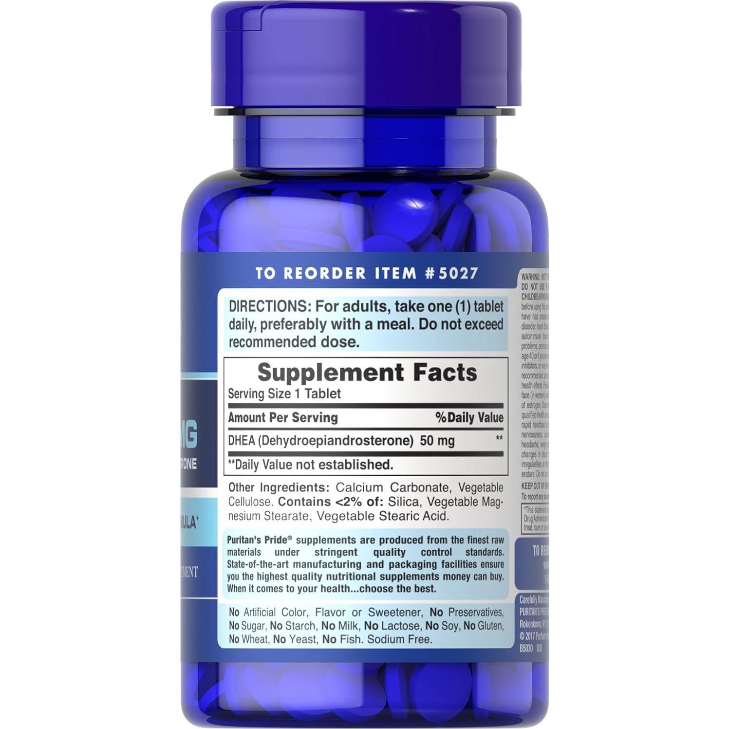 Suplemento DHEA Puritan's Pride 50mg 100 Tabletas x2