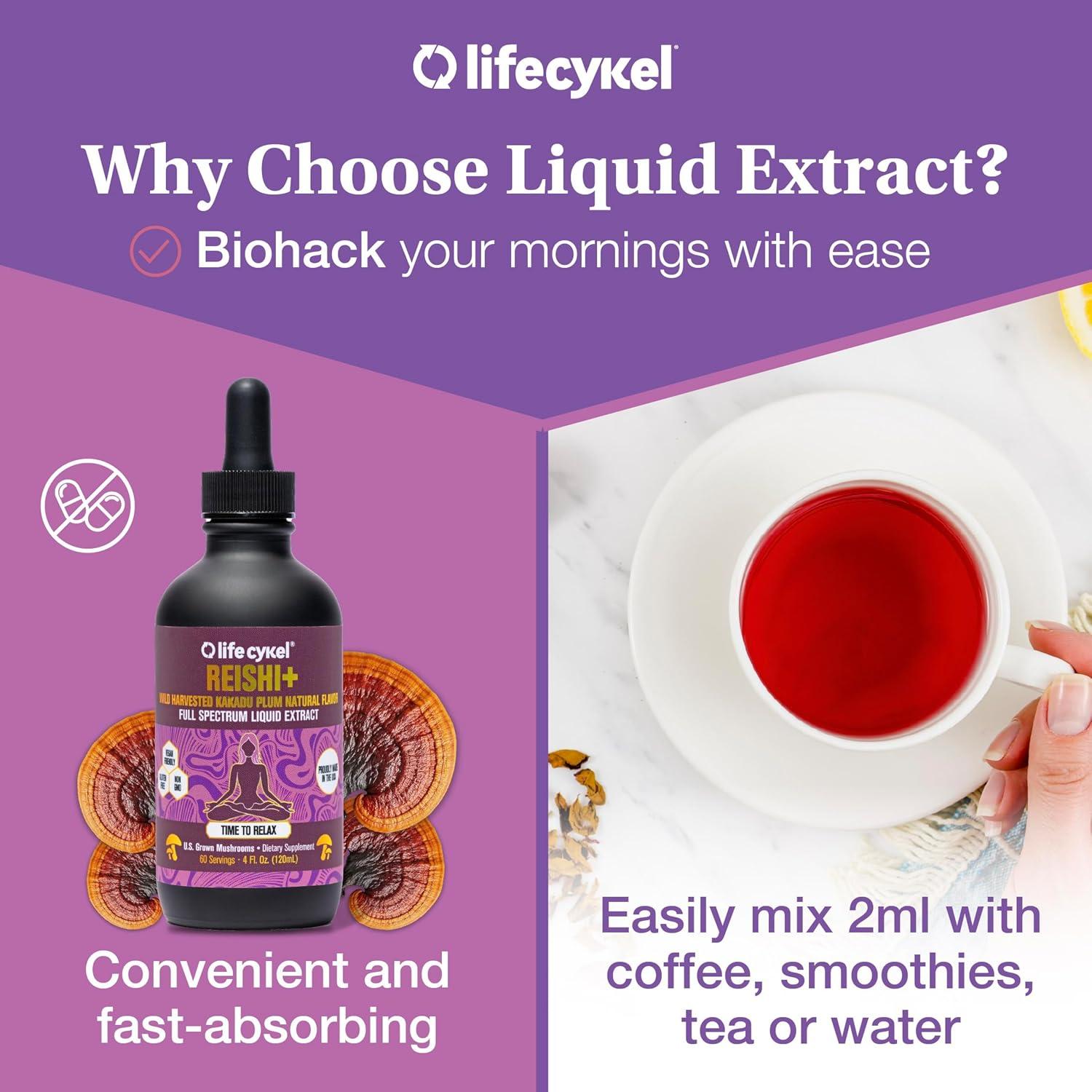 Extracto de Hongo Reishi Life Cykel 29.57 ml - Inmunidad y Sueño