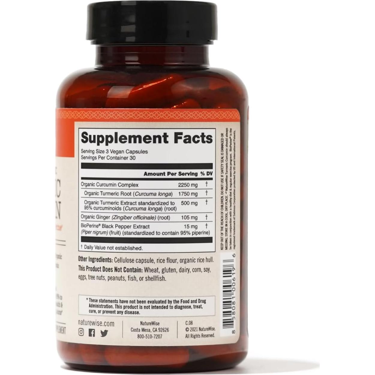 NatureWise Cúrcuma Curcumina 2250mg 90 Cápsulas Veganas