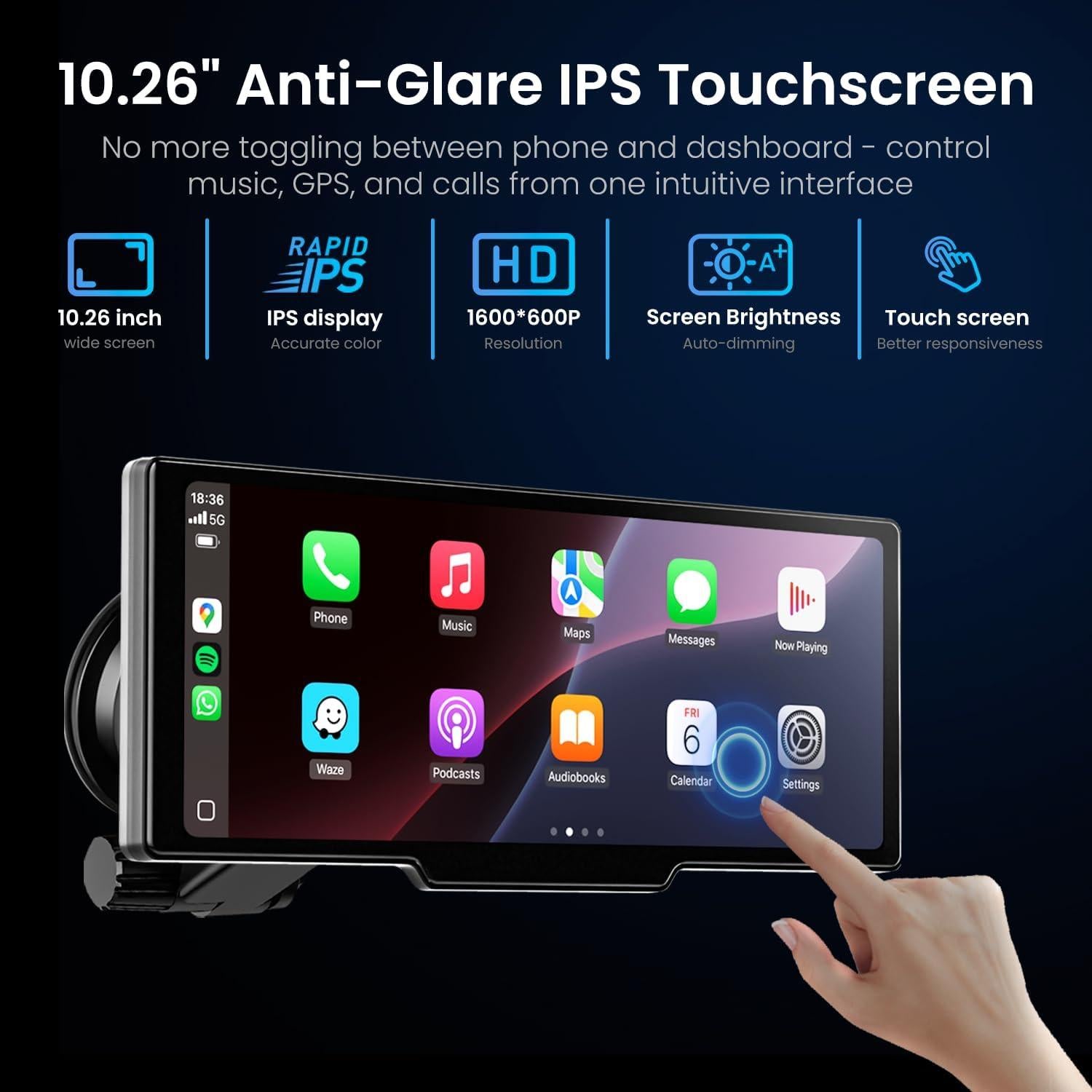 Estéreo de coche Rionhex 10.26" CarPlay y Android Auto