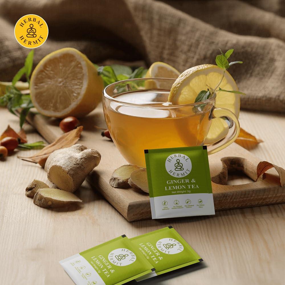 Bolsitas de Té Herbal de Jengibre y Limón Herbal Hermit - 50 Unidades