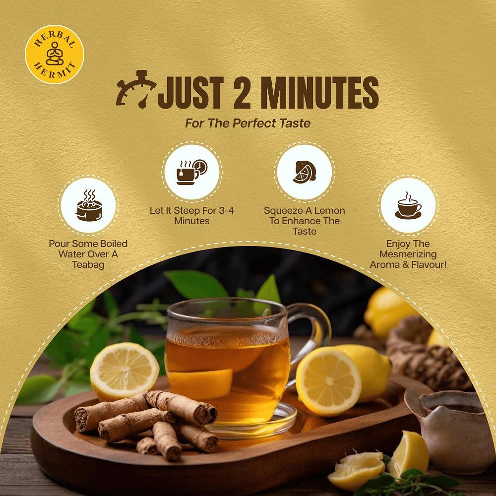 Bolsitas de Té Herbal de Jengibre y Limón Herbal Hermit - 50 Unidades