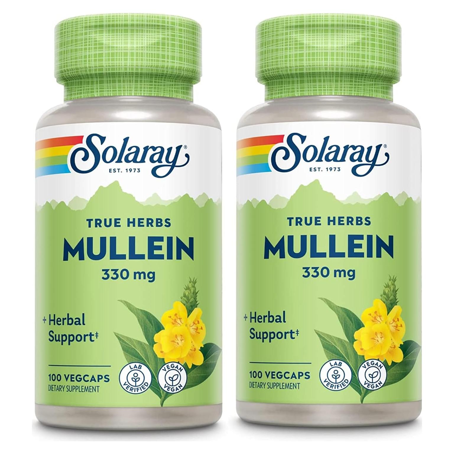 Suplemento Herbal Hoja de Mullein Solaray 330mg 100 VegCaps
