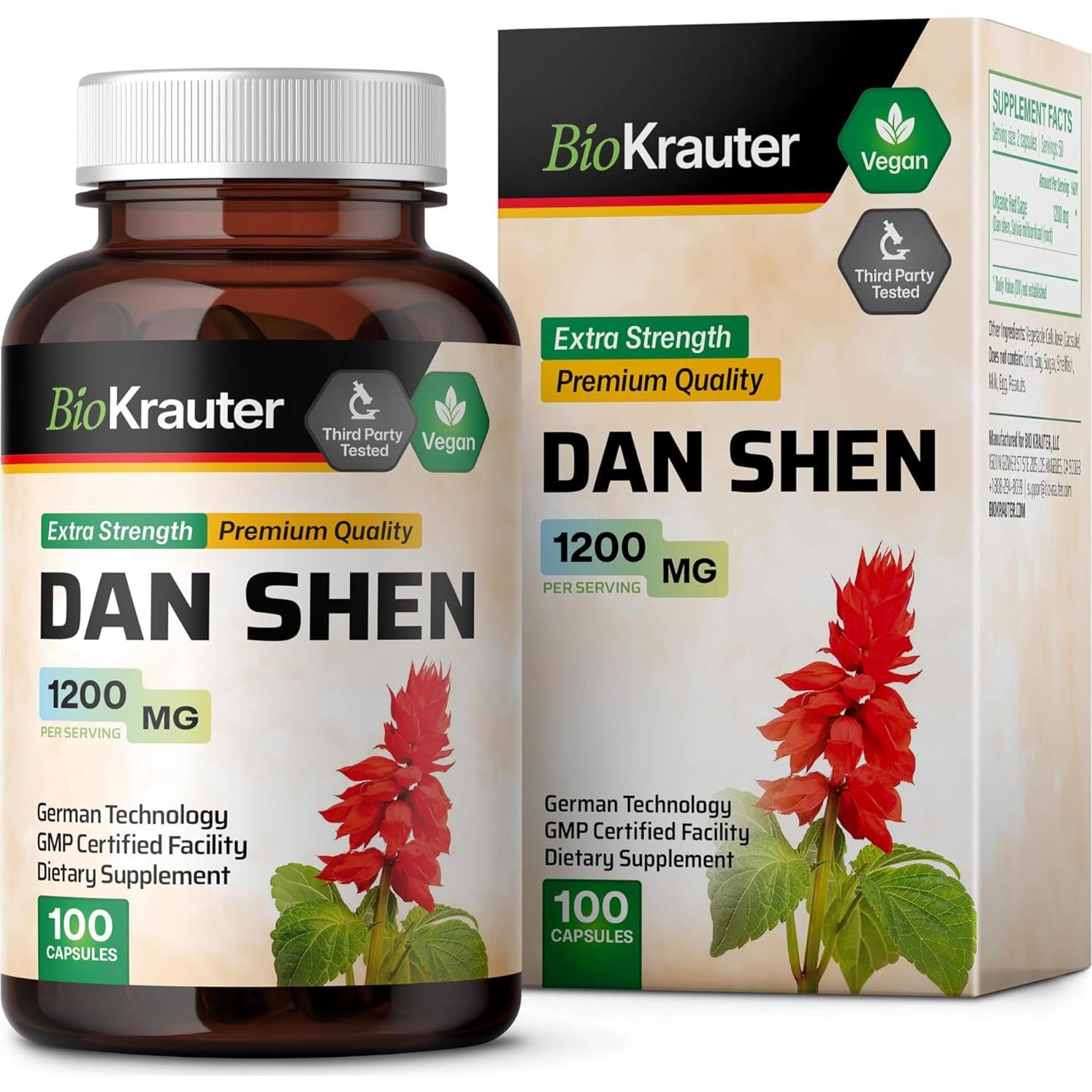Cápsulas de Dan Shen BIO KRAUTER - 1200 mg - 100 unidades