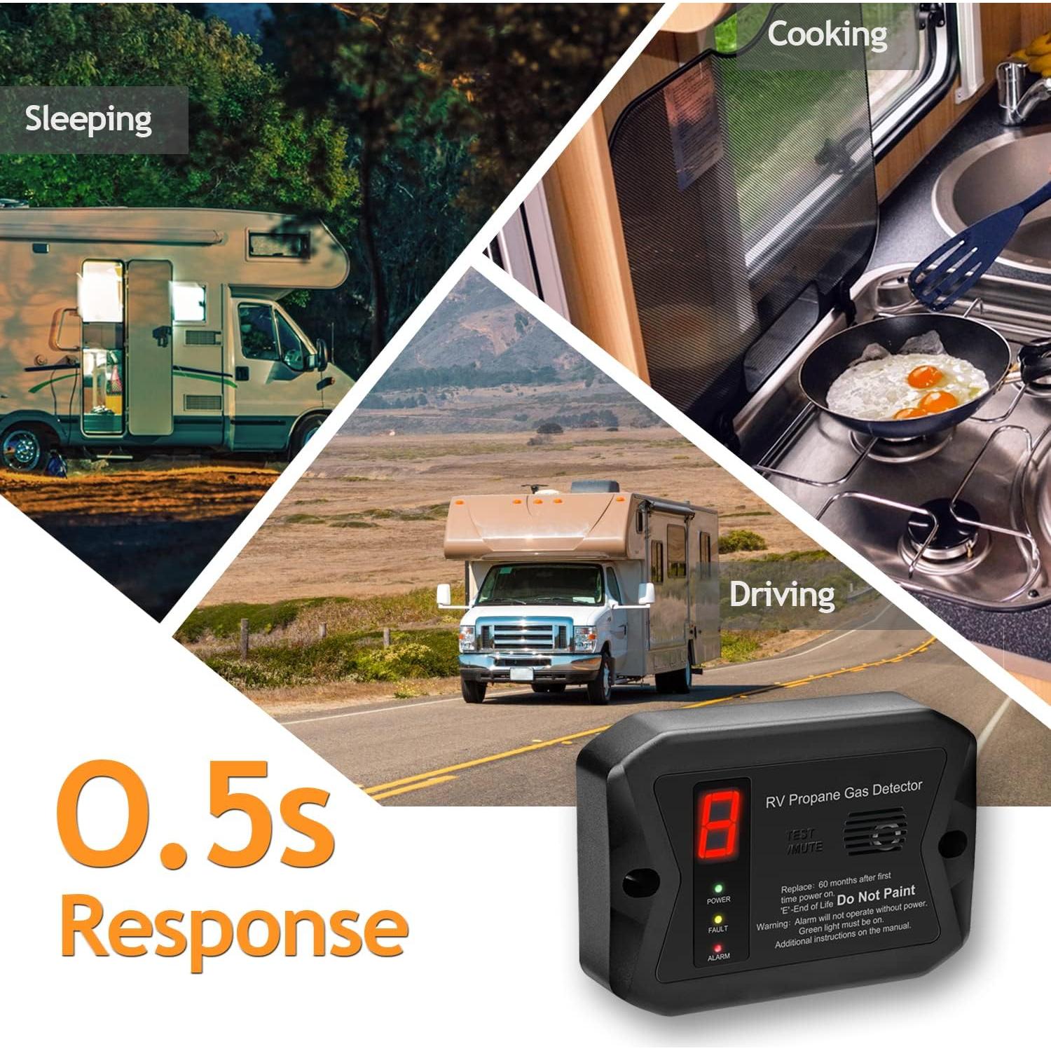 Detector de Gas Propano RV VITITE R501 Digital 12V Alarma 85dB