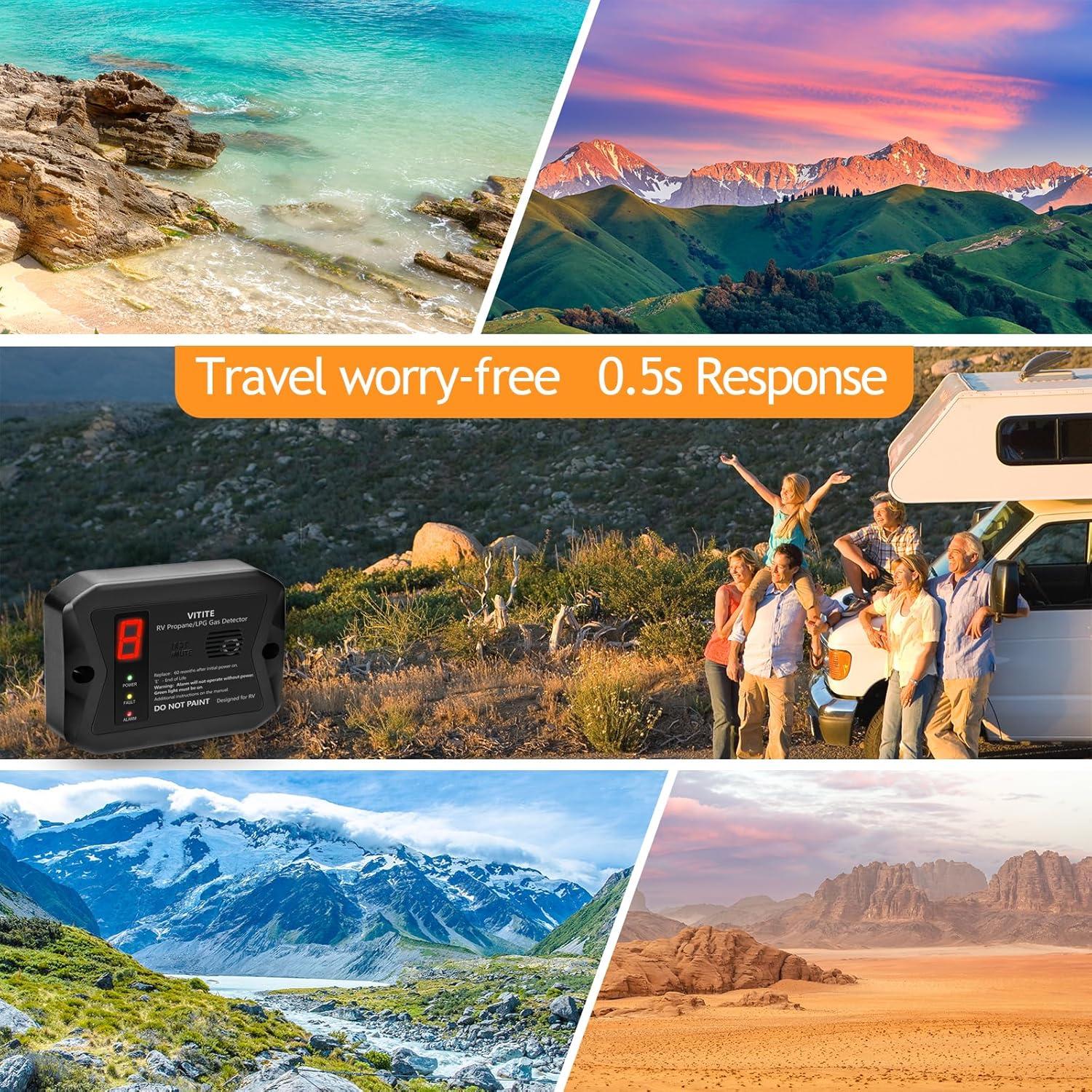 Detector de Gas Propano RV VITITE R501 Digital 12V Alarma 85dB