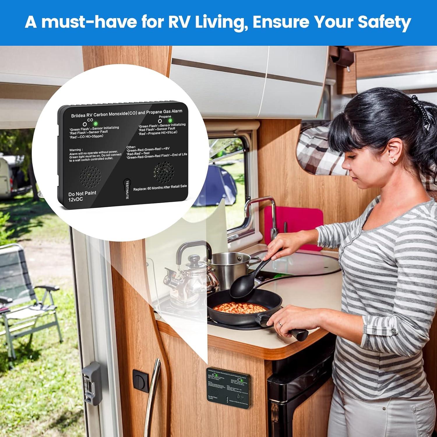 Detector de Monóxido de Carbono y Gas Propano Briidea 12V