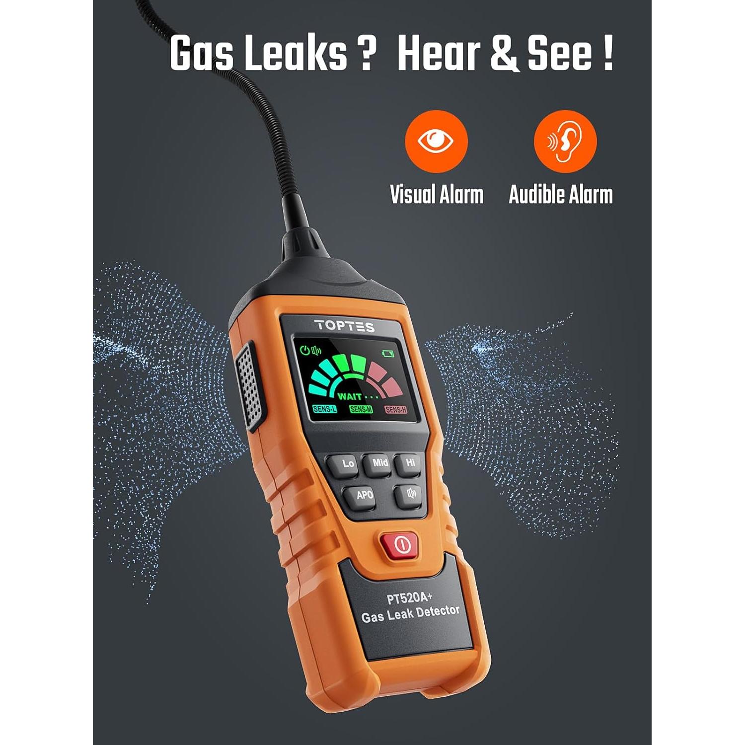 Detector de Fugas de Gas TOPTES PT520A+ Recargable 43.5 cm