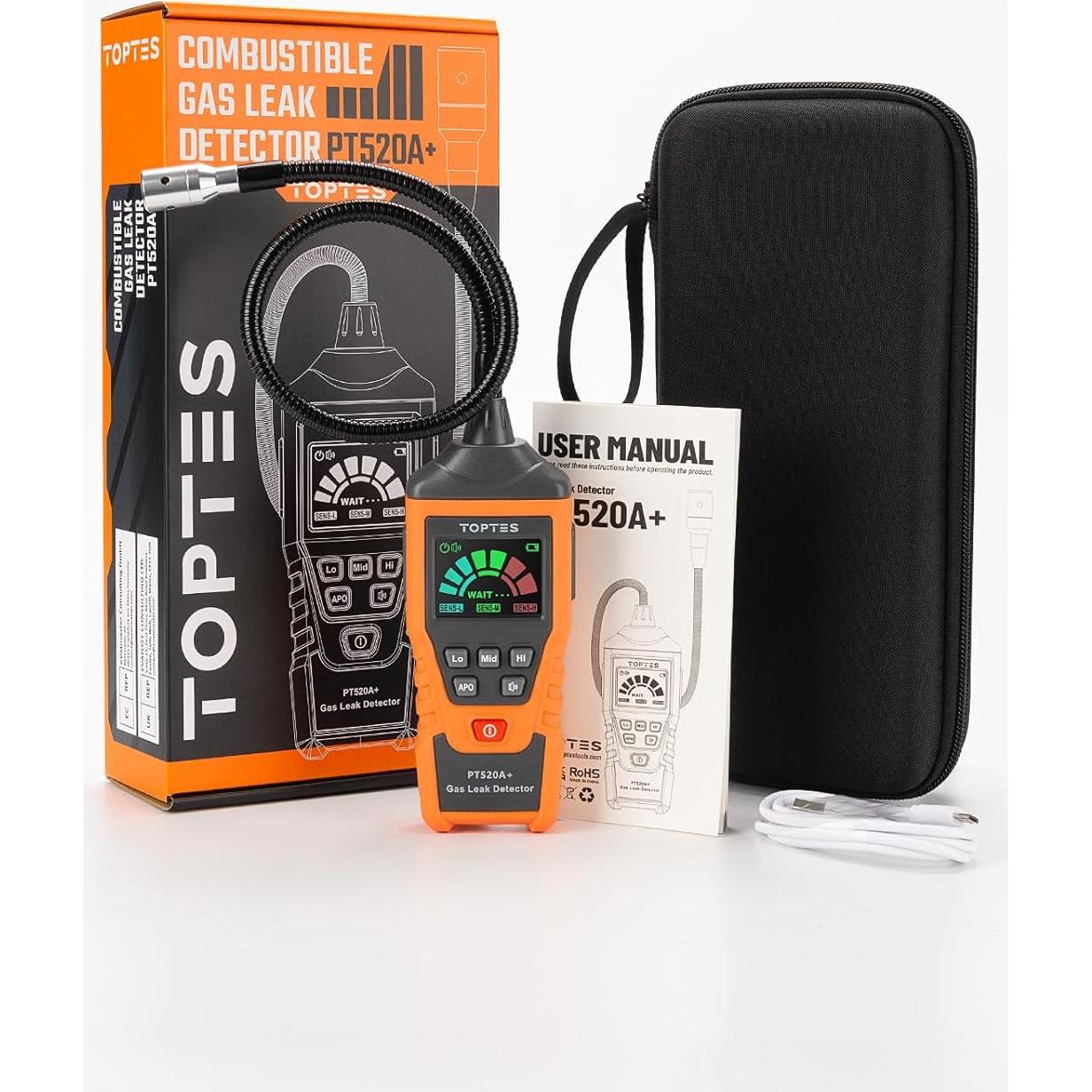 Detector de Fugas de Gas TOPTES PT520A+ Recargable 43.5 cm