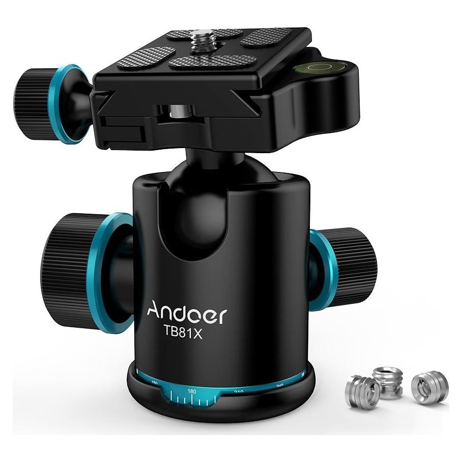 Cabezal de bola Andoer TB81X para trípode 8kg, rotación 360°
