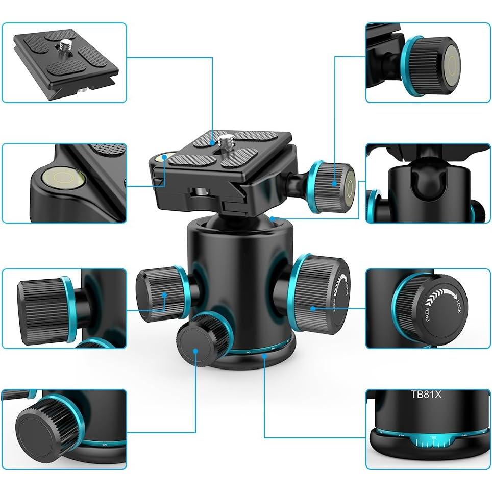 Cabezal de bola Andoer TB81X para trípode 8kg, rotación 360°
