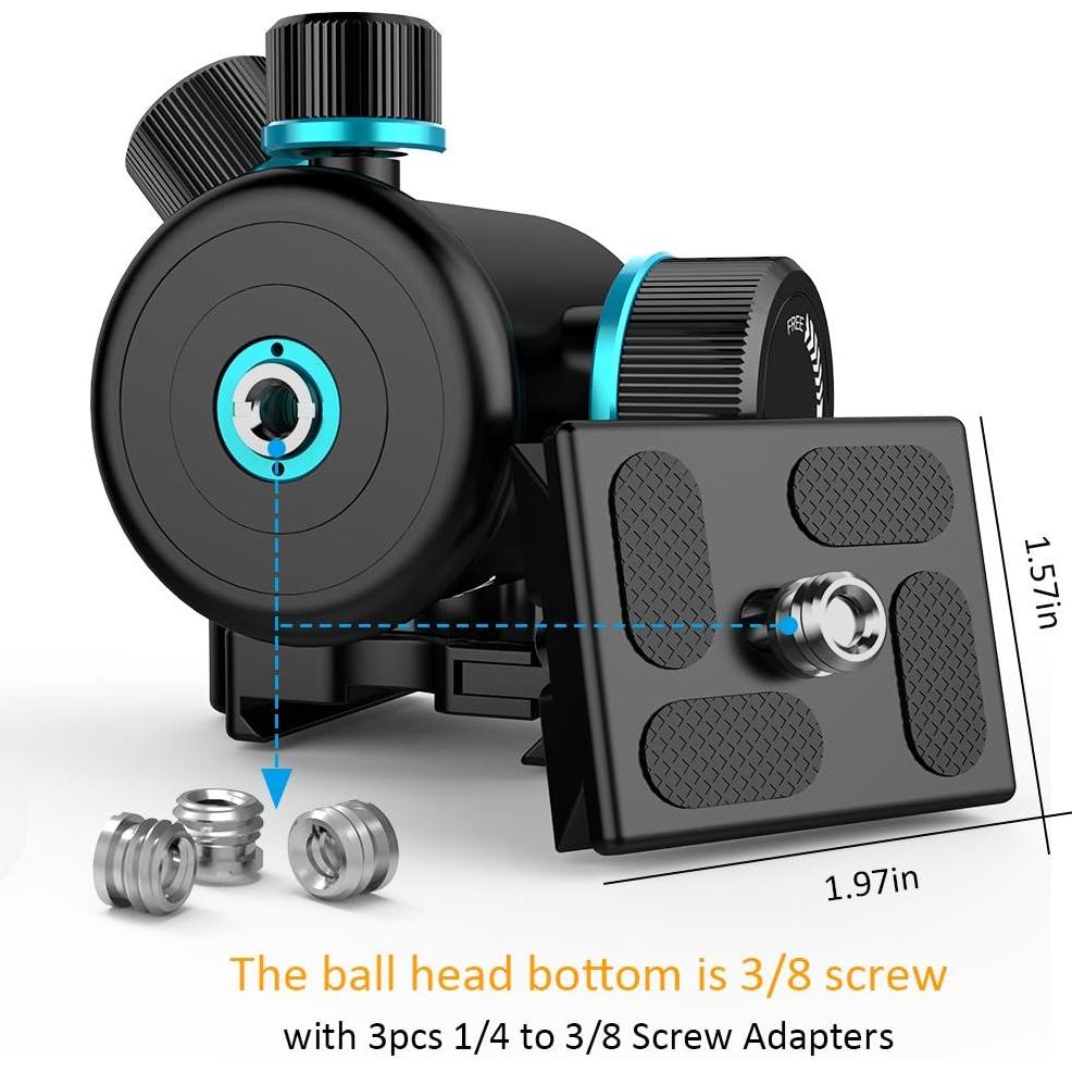 Cabezal de bola Andoer TB81X para trípode 8kg, rotación 360°