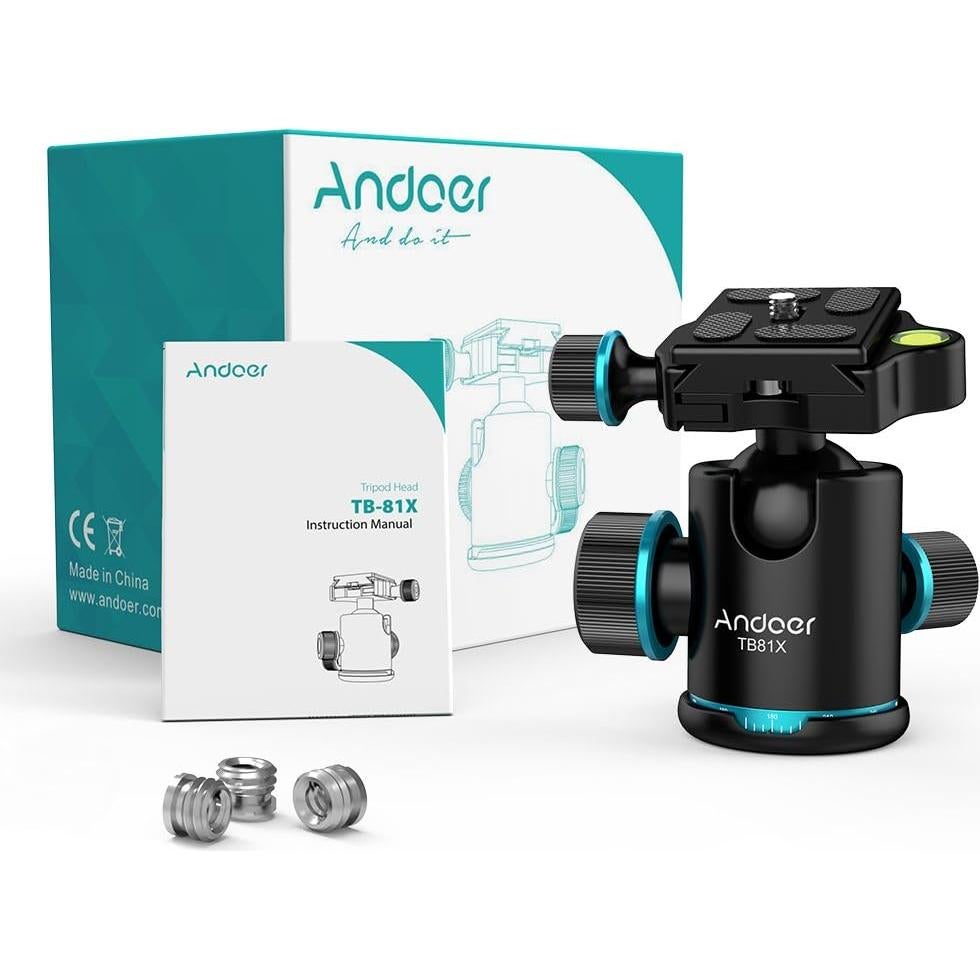 Cabezal de bola Andoer TB81X para trípode 8kg, rotación 360°