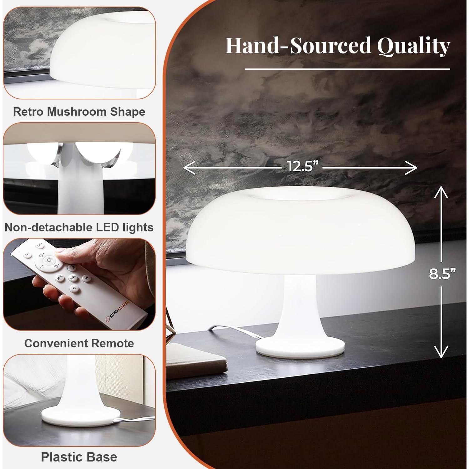 Lámpara de Champiñón OKUNS Blanca Dimmable 3 Modos 32cm