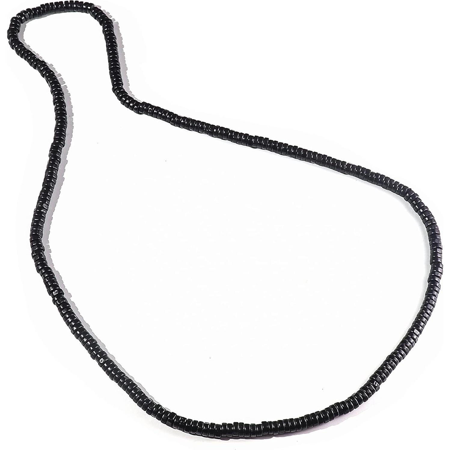 Collar de Madera Natural Colorful Bling 90 cm con Perlas Negras