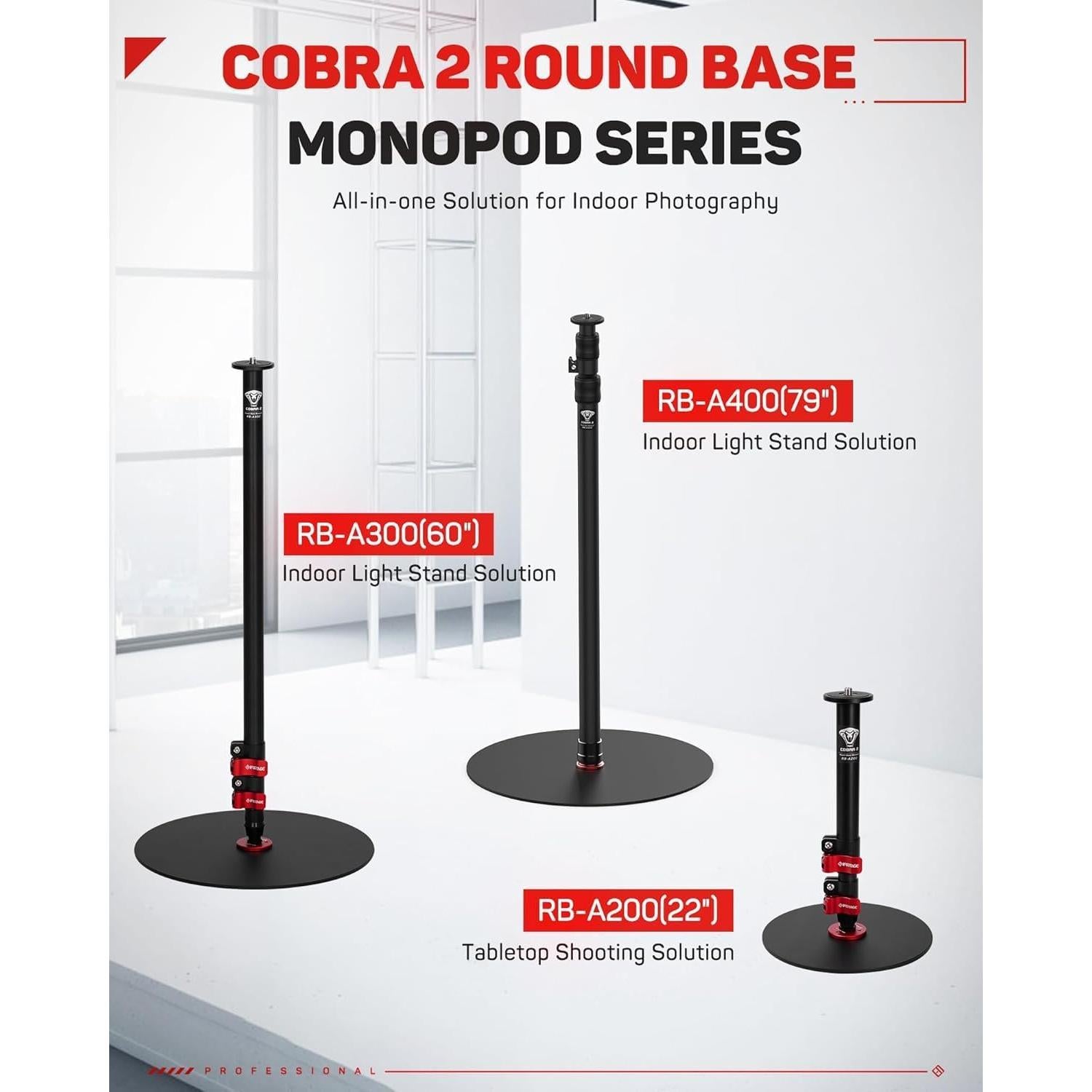 Monopod Ajustable IFOOTAGE 79" Paquete de 2 con Base Redonda