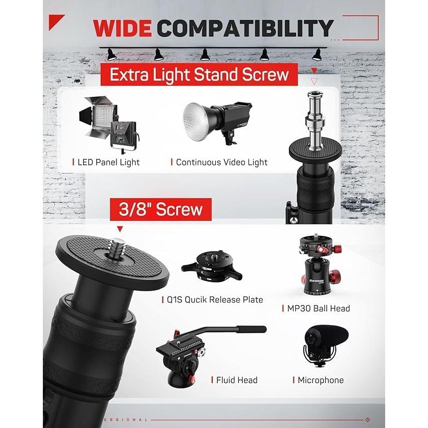 Monopod Ajustable IFOOTAGE 79" Paquete de 2 con Base Redonda