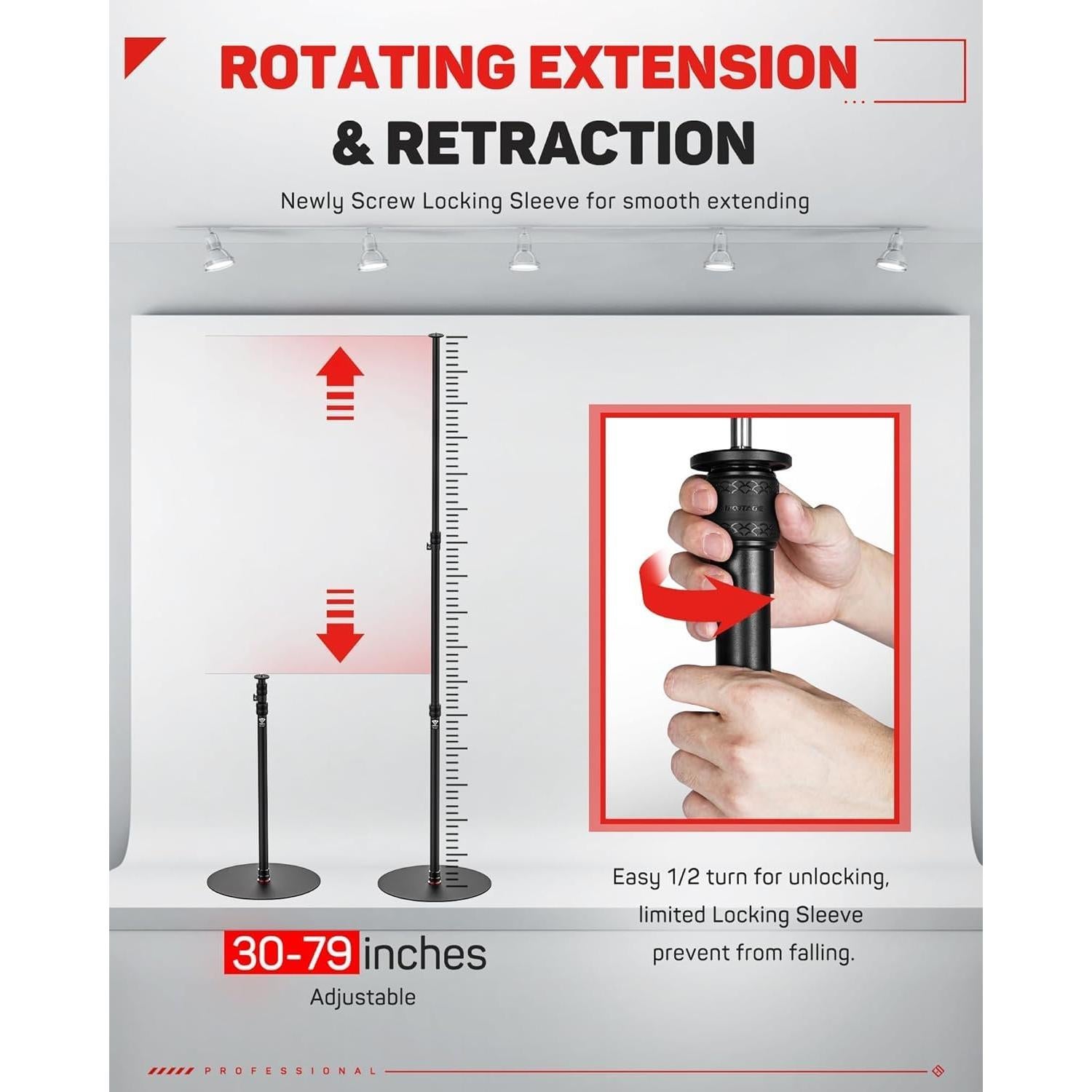 Monopod Ajustable IFOOTAGE 79" Paquete de 2 con Base Redonda