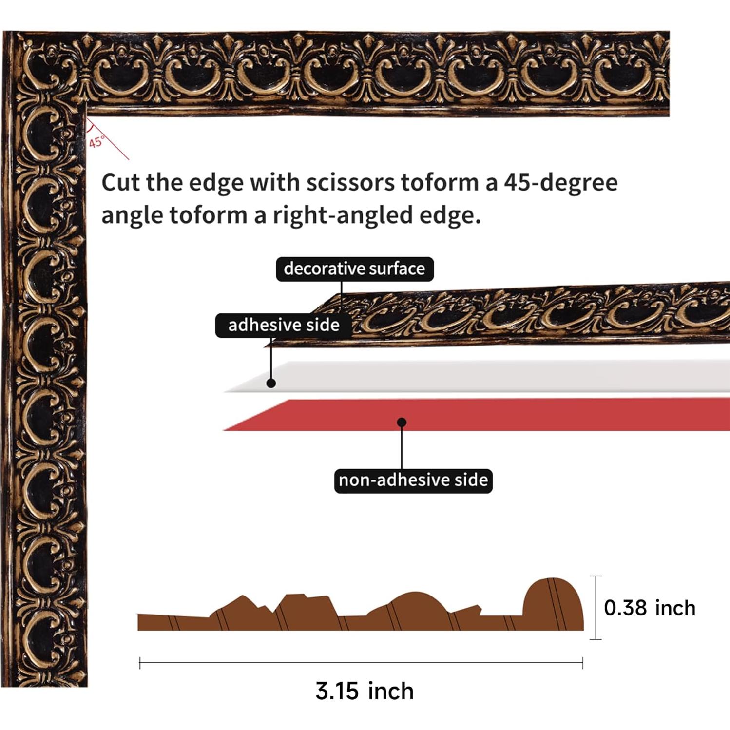 Moldura Autoadhesiva Flexible Leenevs 3m PVC Latón Decoración