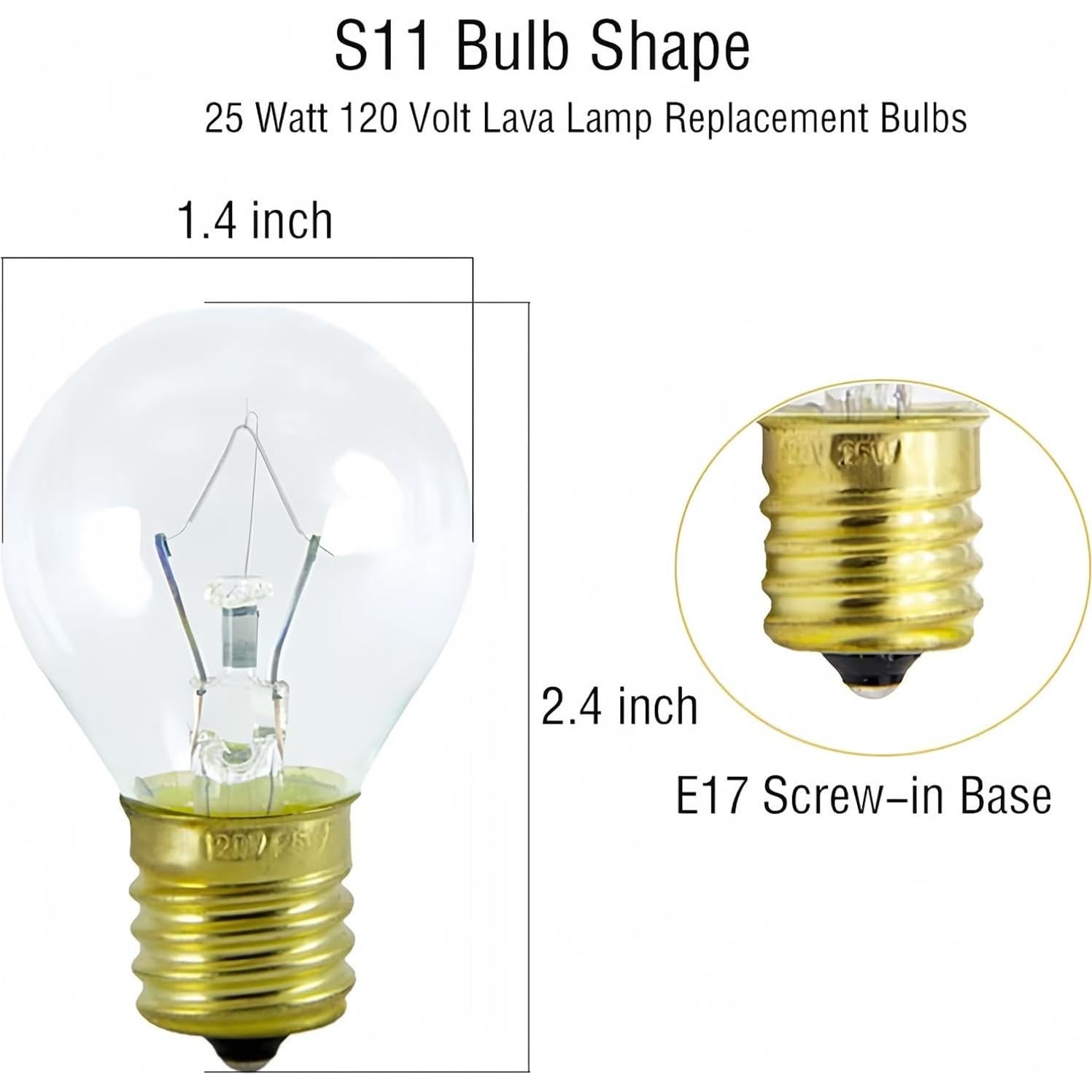 Bombillas de Lava ConWen S11 25W Regulables - Paquete de 6