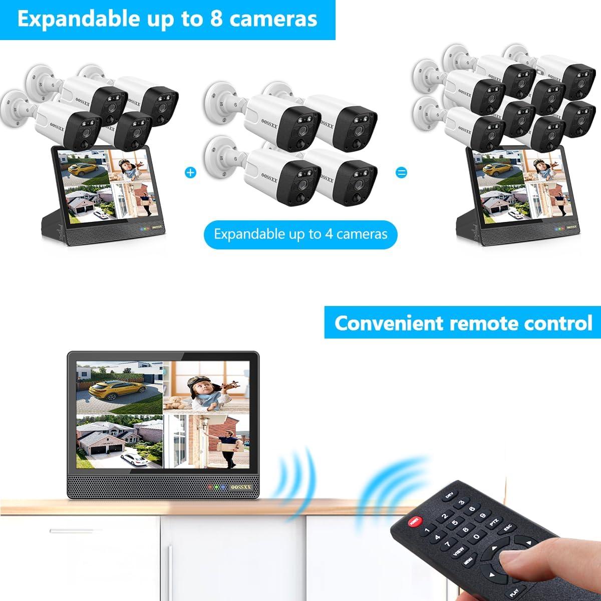 Sistema de Cámara de Seguridad OOSSXX 4K 8MP con Monitor 10.1"