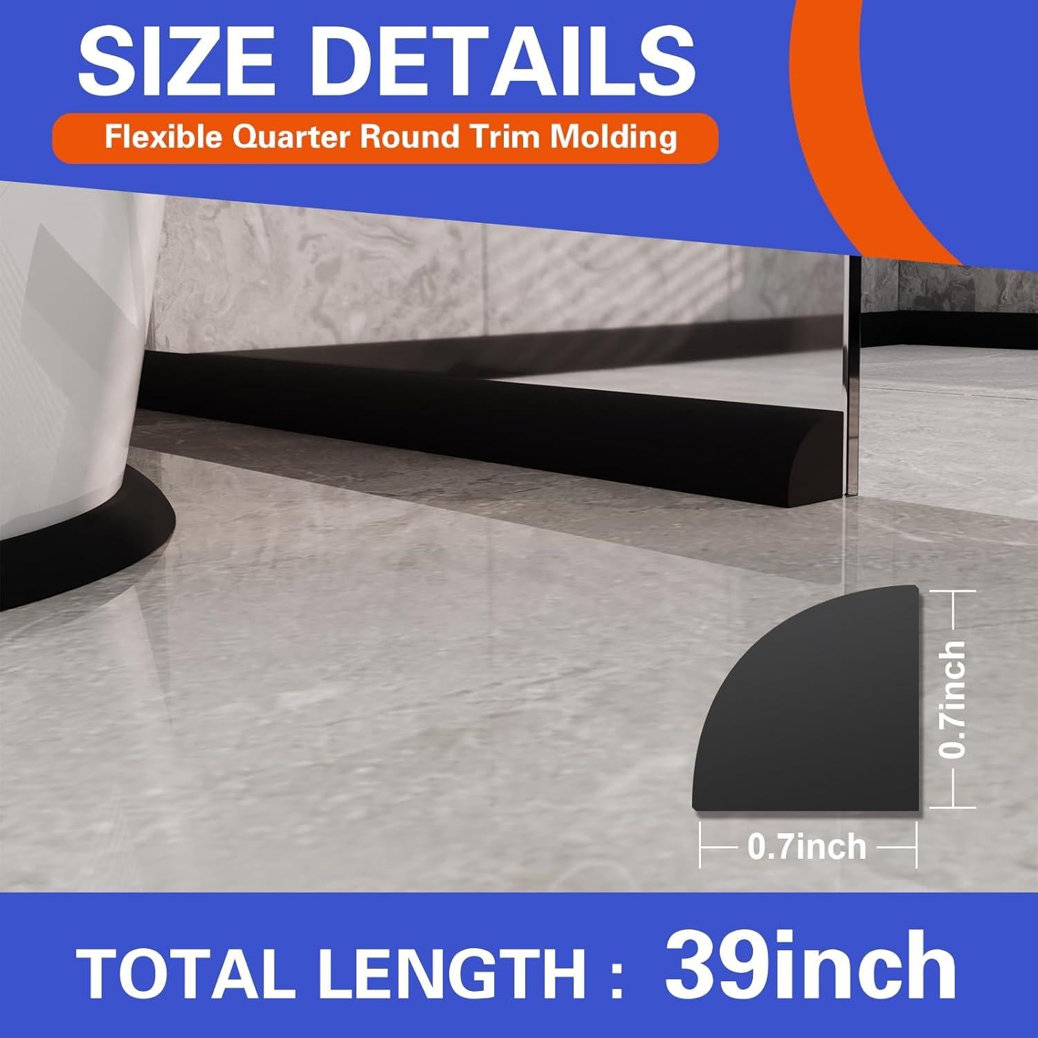 Moldura Cuarterona Flexible Autoadhesiva WURJHSONG 99.06cm Negra