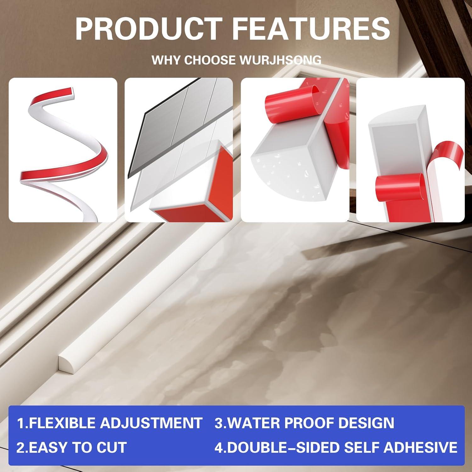 Moldura Cuarterona Flexible Autoadhesiva WURJHSONG 99.06cm Negra