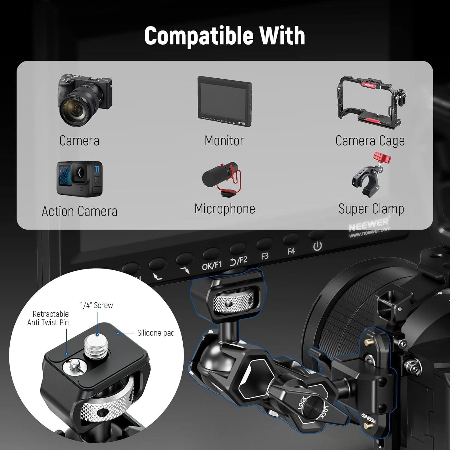 Brazo Mágico Articulado NEEWER UA011 con Doble Cabeza Esférica