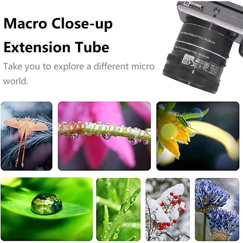 Tubo de Extensión Macro Venidice 10mm 16mm para Sony E-Mount
