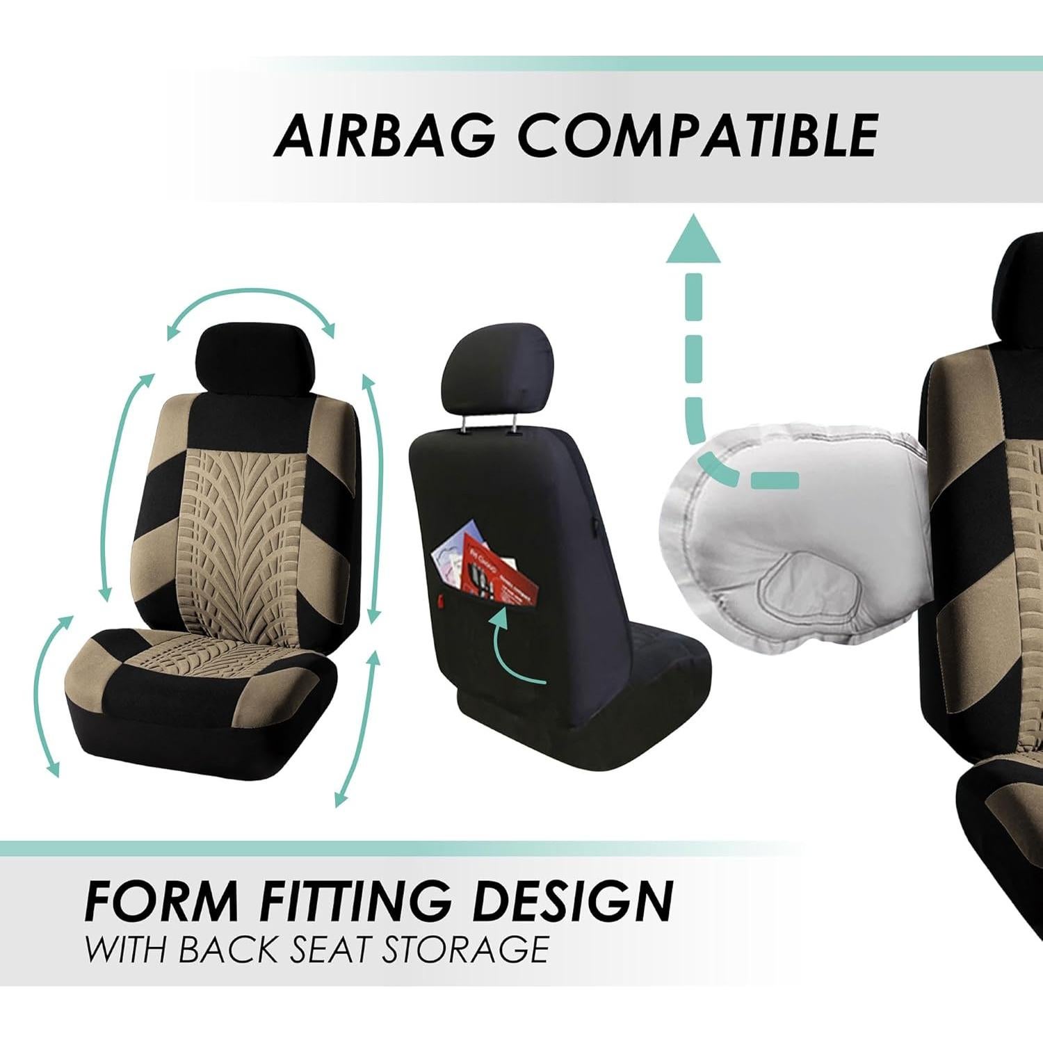 Cubiertas de Asientos de Coche TLH Beige Juego Completo Universal