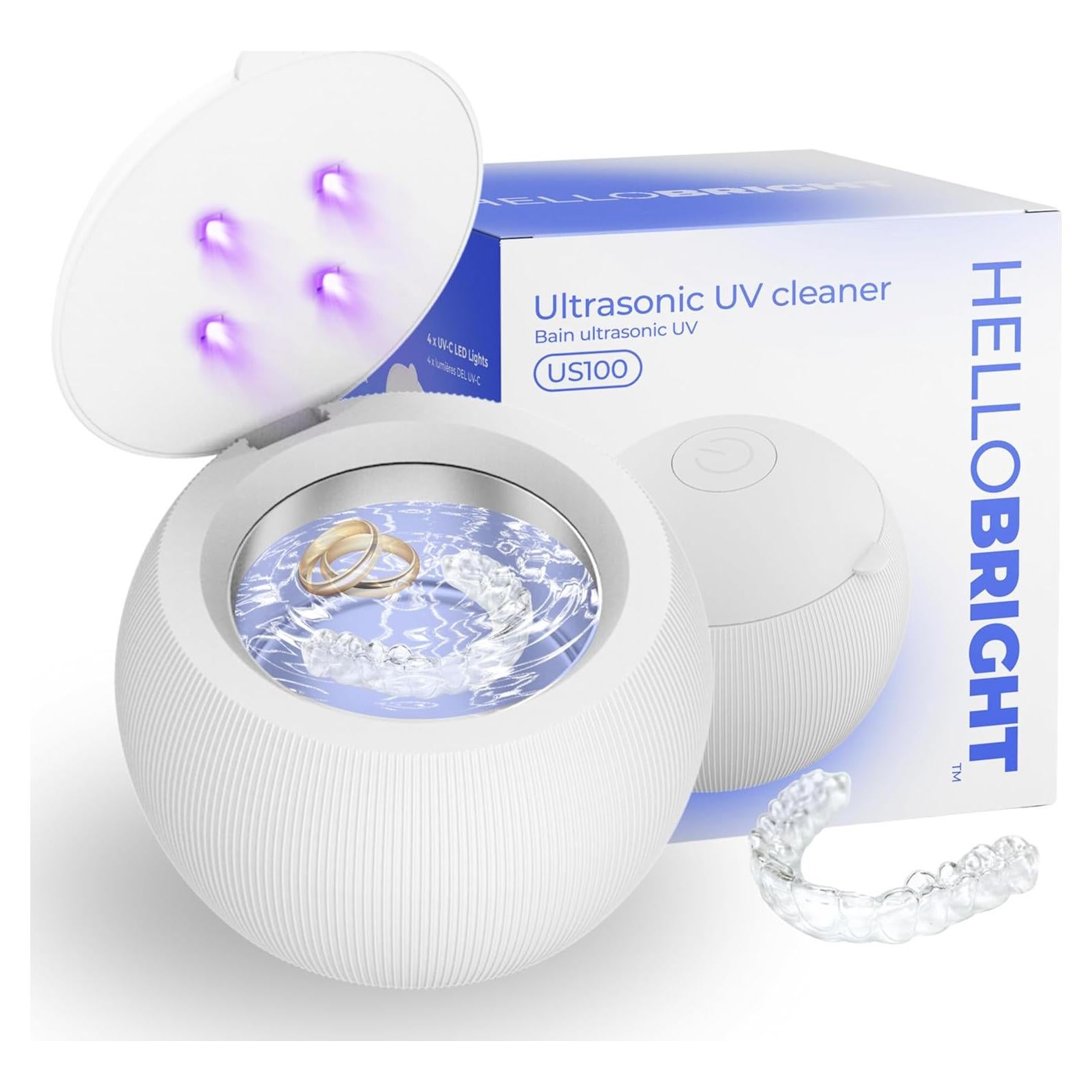 Limpiador Ultrasónico UV para Retenedores y Protectores Bucales - Hello Bright