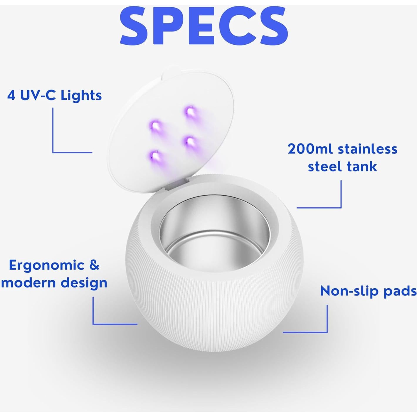 Limpiador Ultrasónico UV para Retenedores y Protectores Bucales - Hello Bright