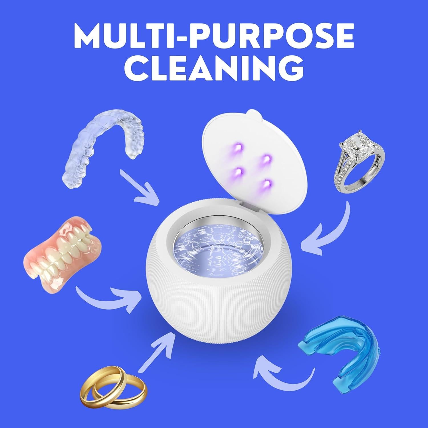 Limpiador Ultrasónico UV para Retenedores y Protectores Bucales - Hello Bright