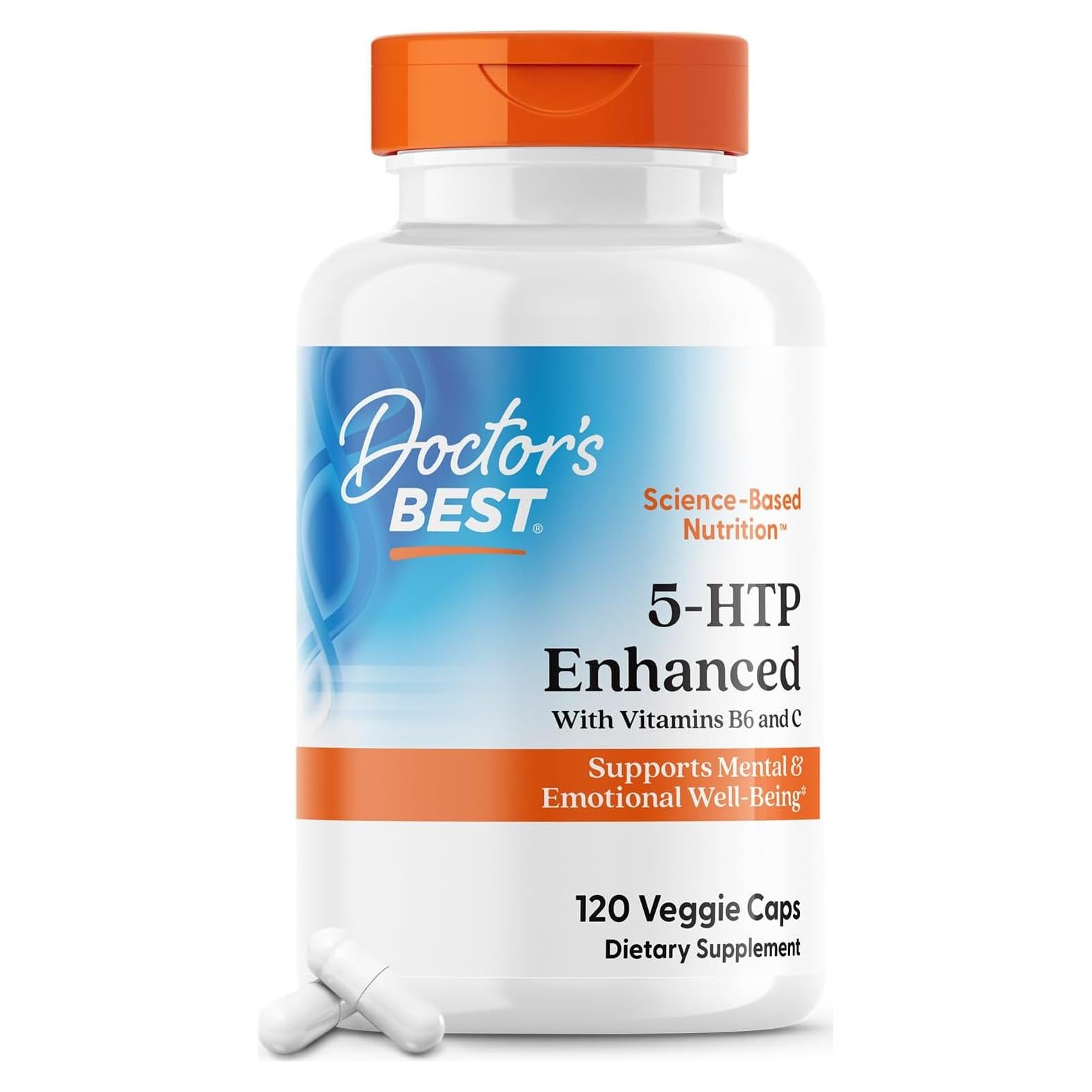 Suplemento 5-HTP Doctor's Best con B6 y C, 120 Cápsulas