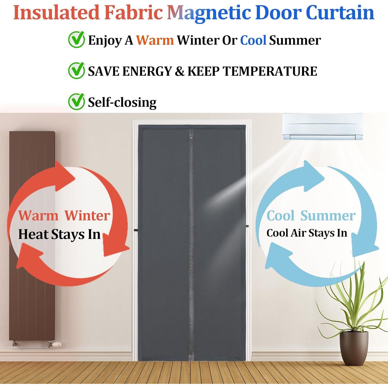 Cortina de Puerta Térmica Aislante Magnética Okayavo 81x203 cm