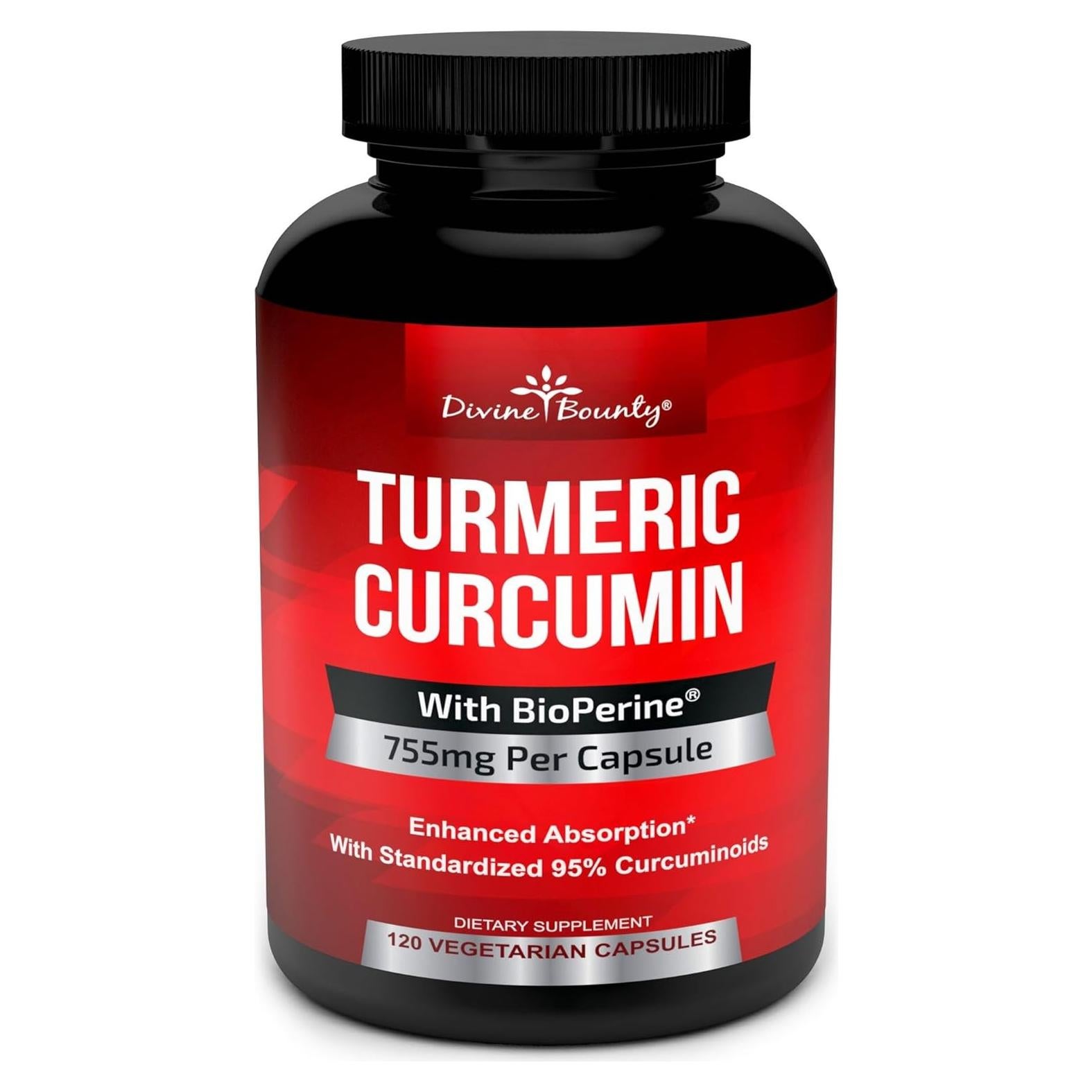 Cápsulas de Cúrcuma Curcumina Divine Bounty 755mg - 120 Veganas