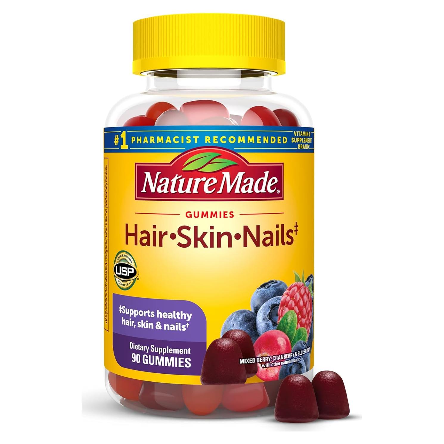 Nature Made Gominolas Biotina 2500 mcg para Cabello, Piel y Uñas - 90 Unidades