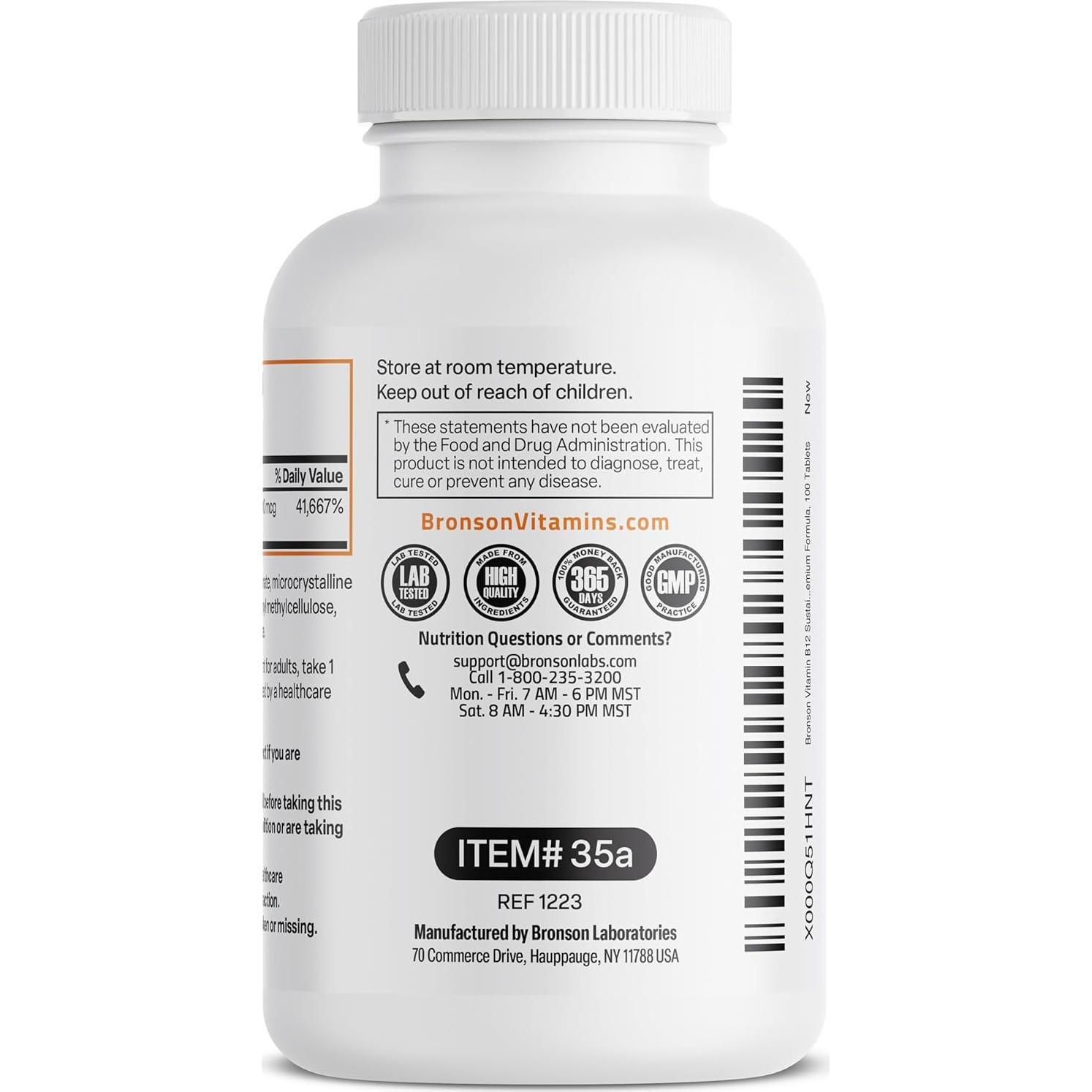 Vitamina B12 1000 mcg Bronson Liberación Sostenida 100 Tabletas