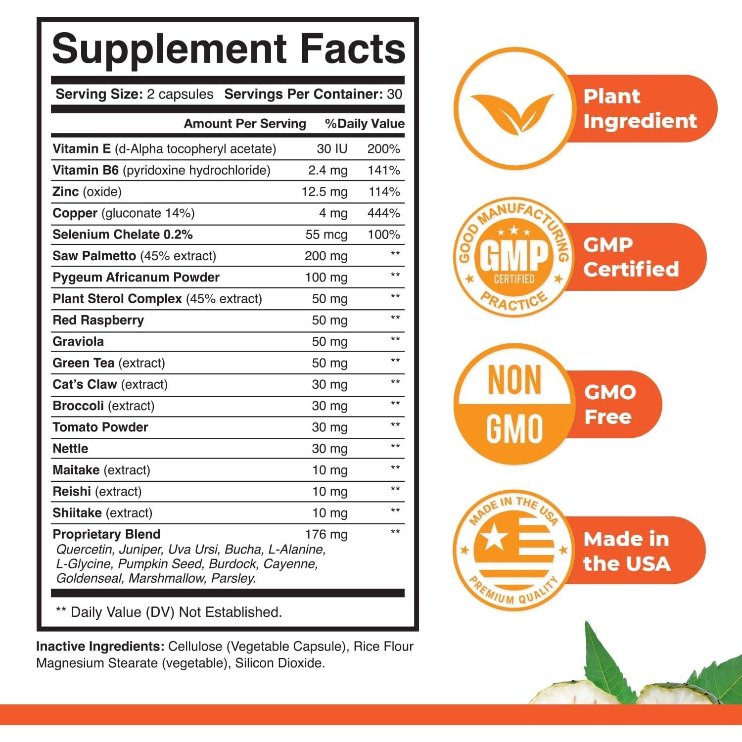 Suplemento Natural EliteXtreme - 60 Cápsulas de Palma Enana y Vitaminas