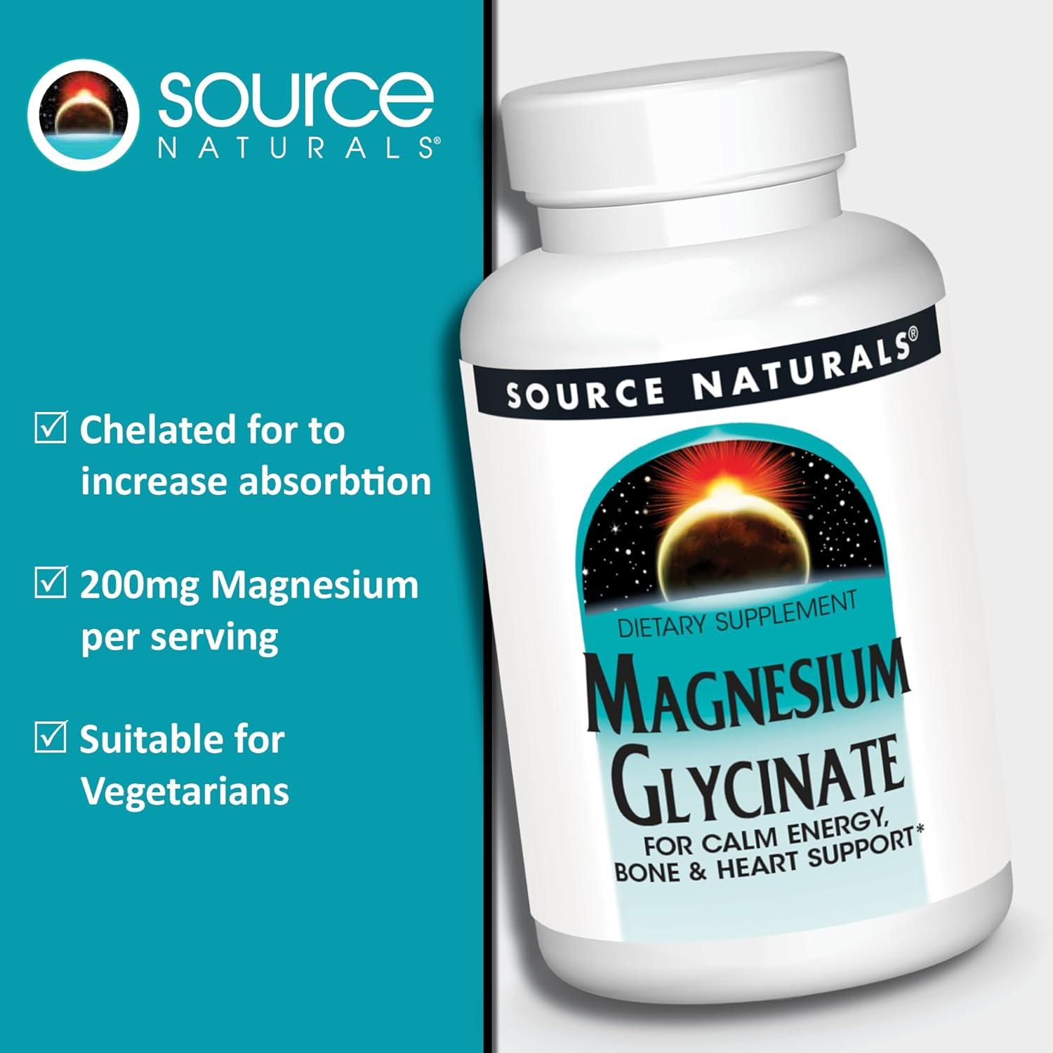 Magnesio Glicinato Source Naturals 200 mg - 60 Tabletas