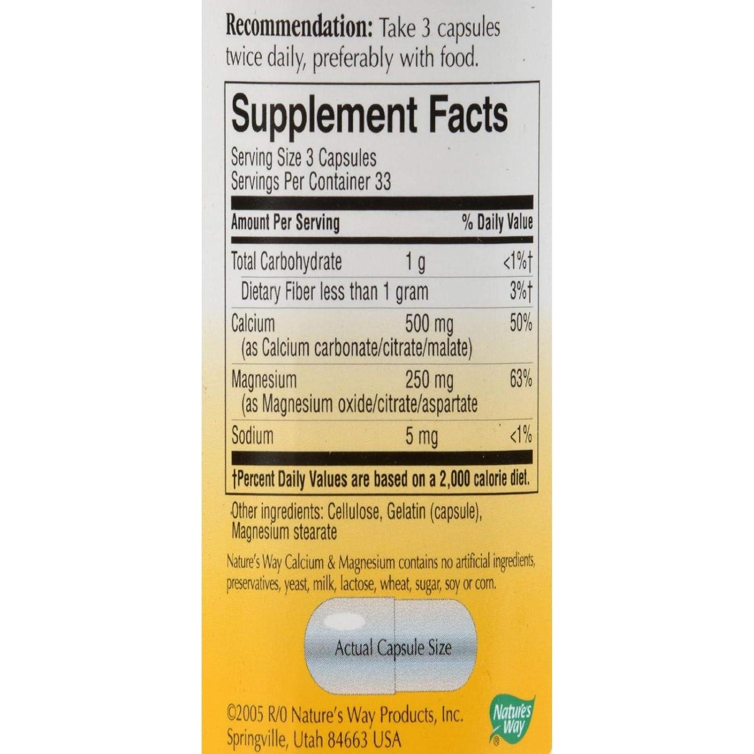 Complejo Mineral Calcio y Magnesio Nature's Way 100 Cápsulas