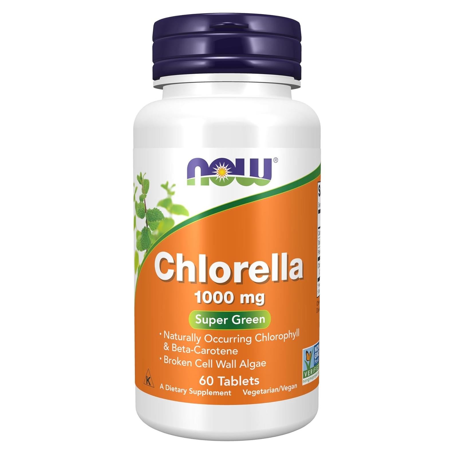 NOW Foods Chlorella 1000 mg - 60 Tabletas de Superalimento Verde