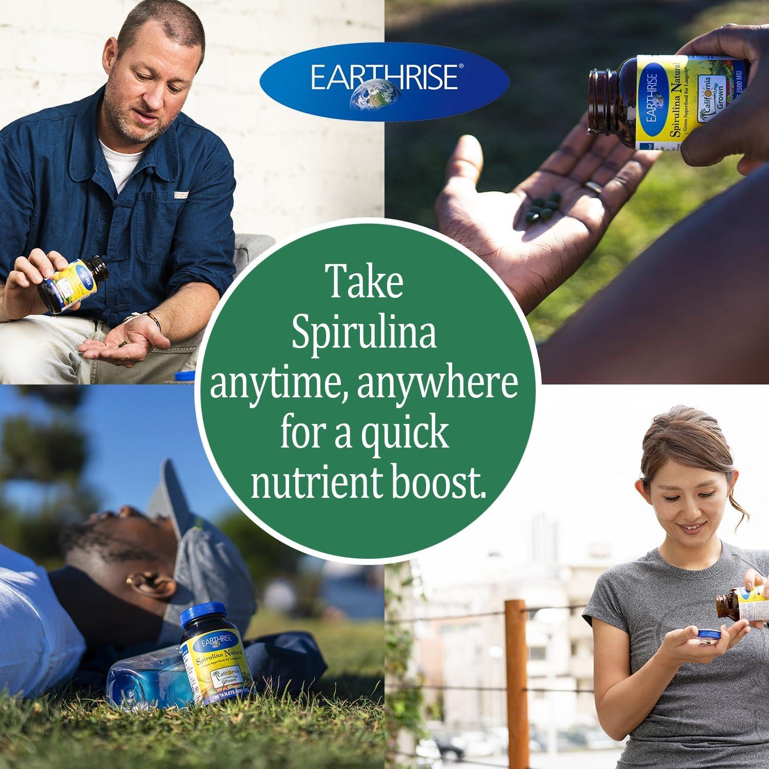 Espirulina 100% Natural Earthrise 500mg 180 Tabletas Veganas