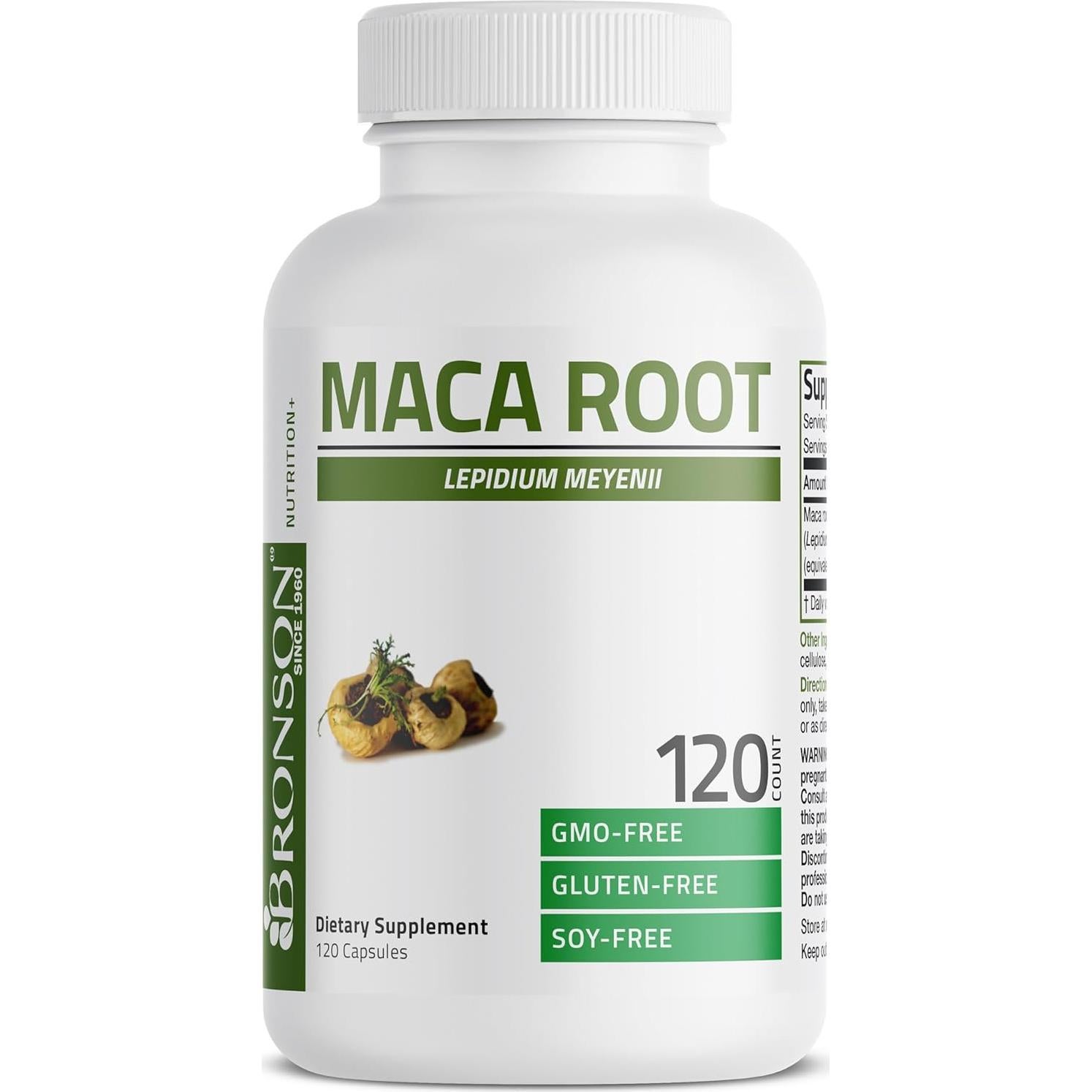 Cápsulas Vegetarianas Raíz de Maca Bronson 120 Unidades