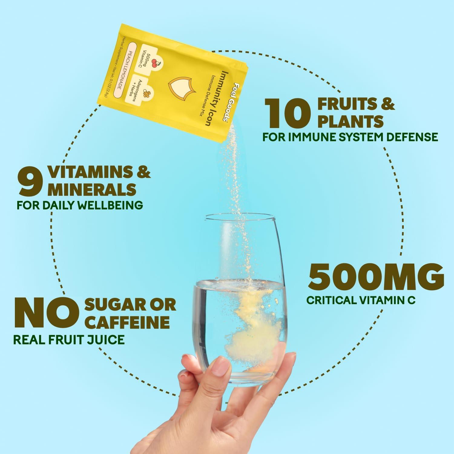 Mezcla Inmunidad Feel Goods 99g - Limonada de Durazno, Vegano