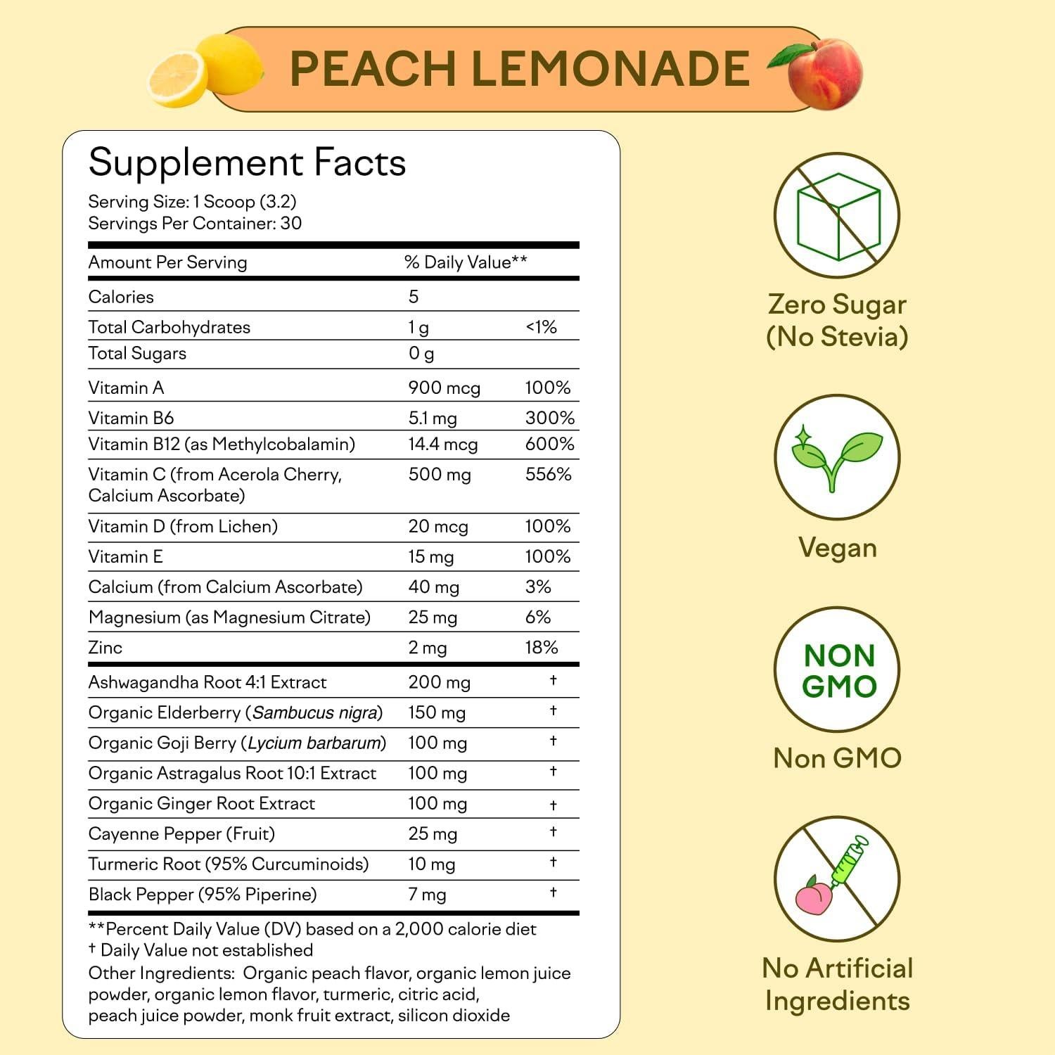 Mezcla Inmunidad Feel Goods 99g - Limonada de Durazno, Vegano