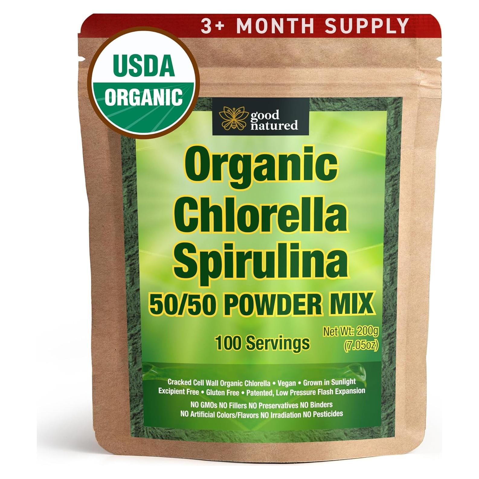 Mezcla de Polvo de Espirulina y Clorella Orgánica Good Natured 200g