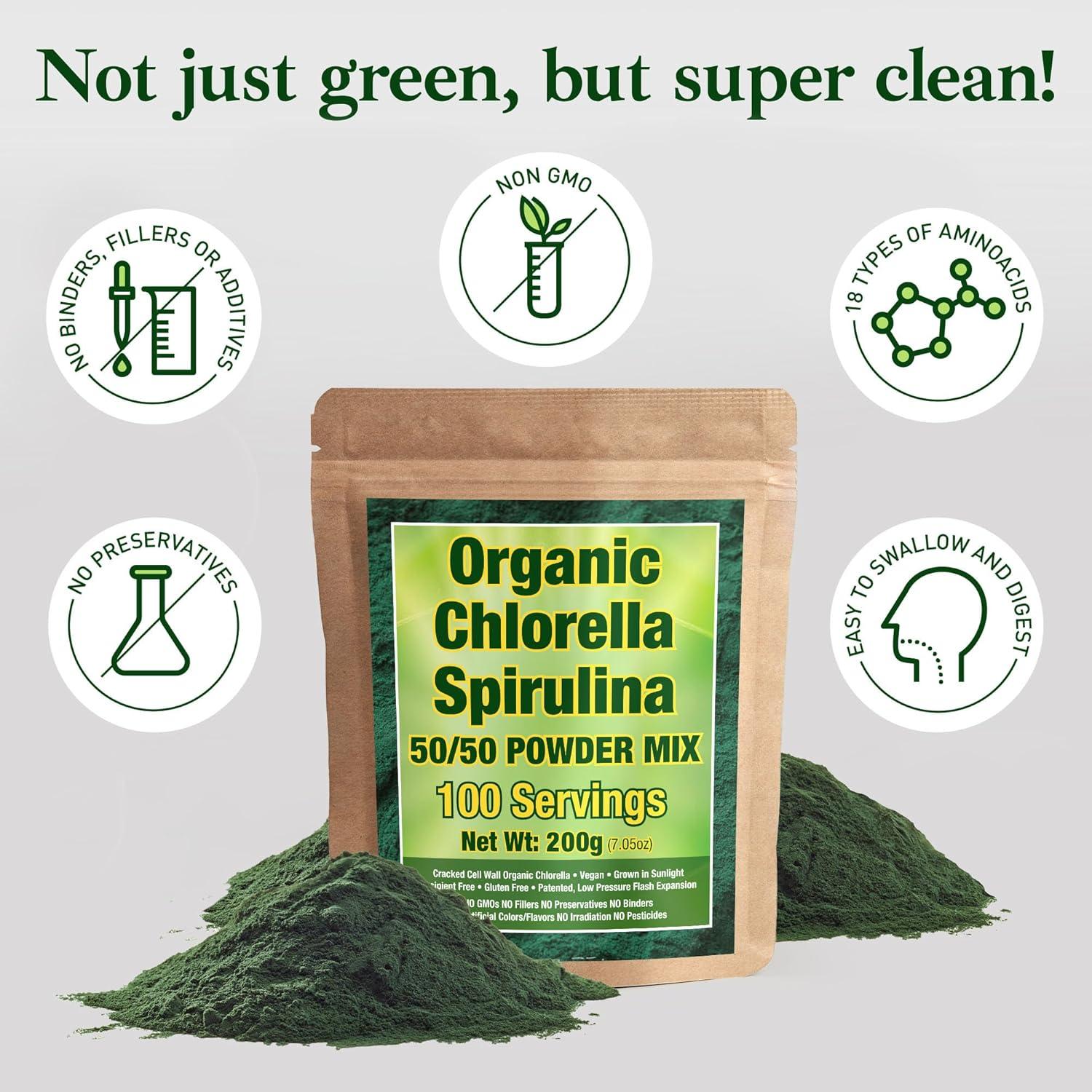 Mezcla de Polvo de Espirulina y Clorella Orgánica Good Natured 200g